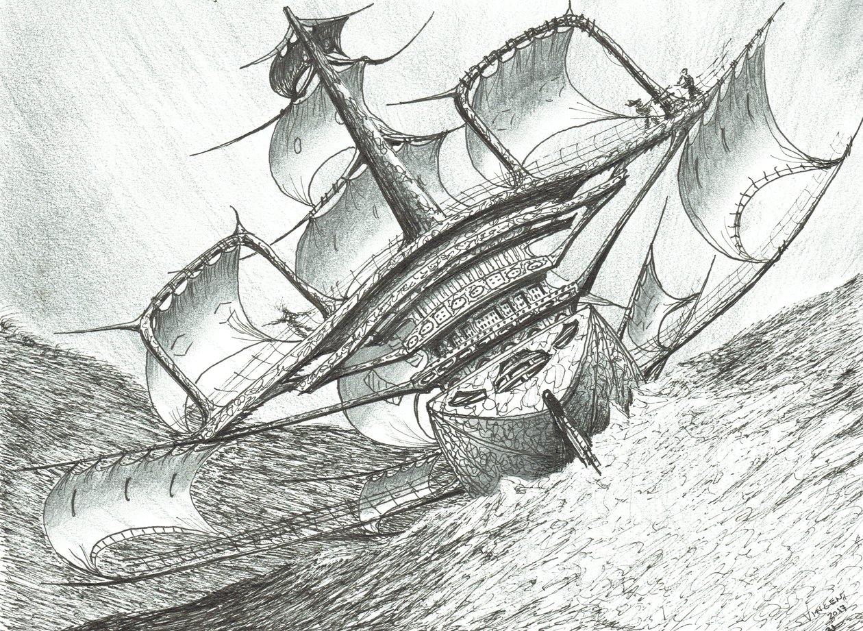 Storm Creators Risser-Larson Sea, 2017, (muste paperille) tekijältä Vincent Alexander Booth
