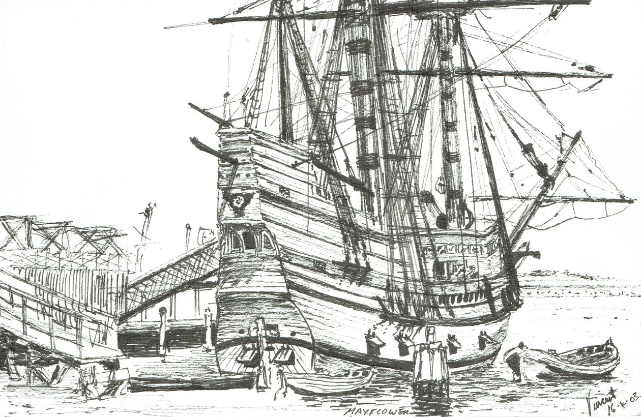 Mayflower, Plymouth, Massachusetts. 2003, (muste paperille) tekijältä Vincent Alexander Booth