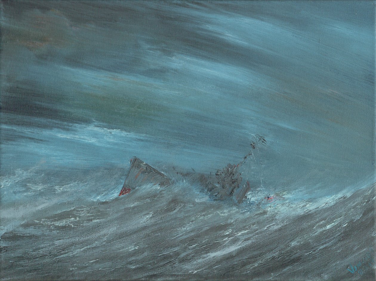 USS Monaghan hävisi Tyynenmeren taifuunissa 18. joulukuuta 1944, 2019 tekijältä Vincent Alexander Booth