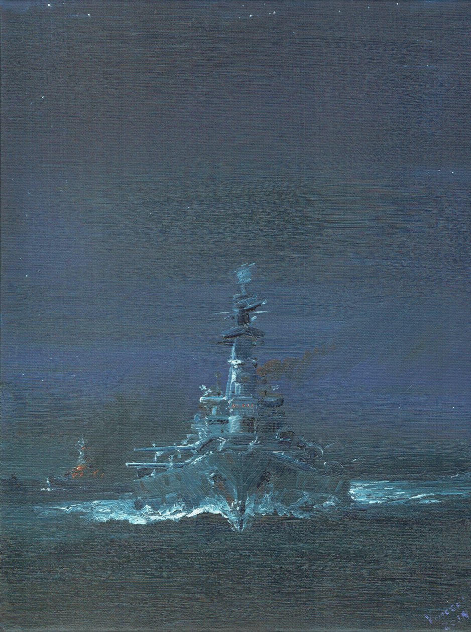 USS Washington näkee Kirishiman tutkalla Guadalcanalissa 1942, 2019 tekijältä Vincent Alexander Booth