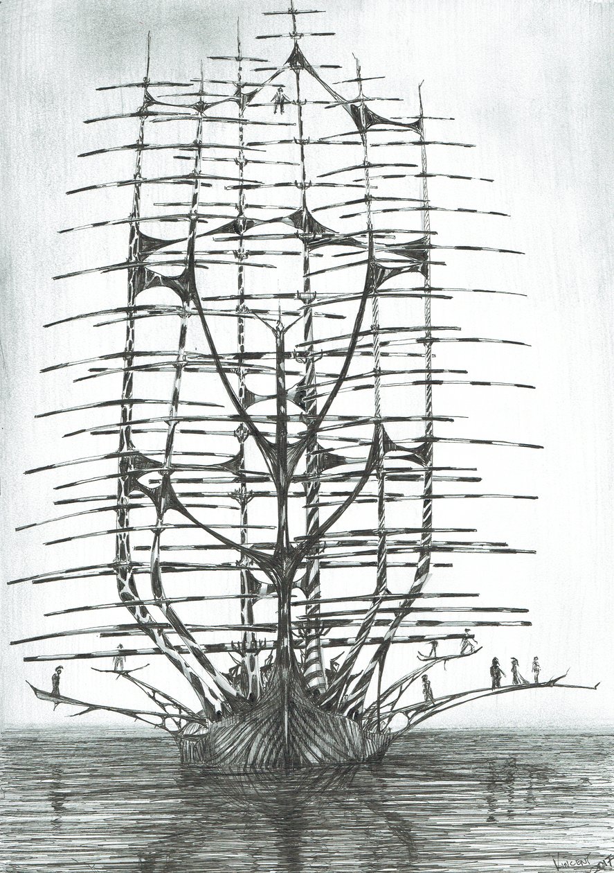 myrskyn luojat Japanin meri, 2017, (muste paperille) tekijältä Vincent Alexander Booth