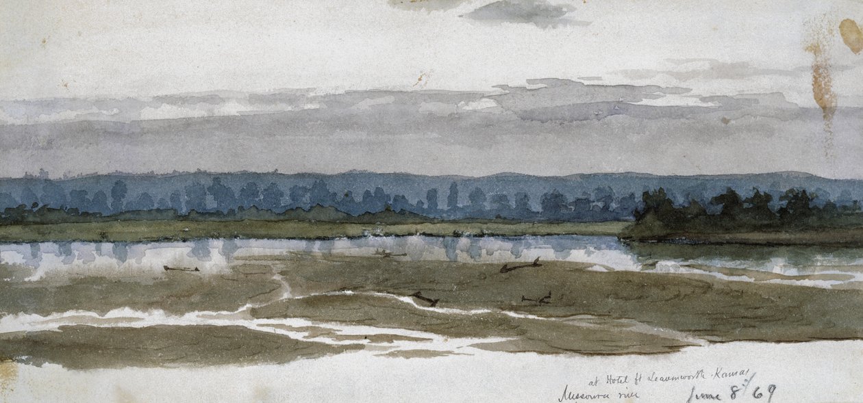 Hotel, Fort Leavenworth, Kansas, Missouri River, 8. kesäkuuta 1869 (akvarelli) tekijältä Vincent Colyer
