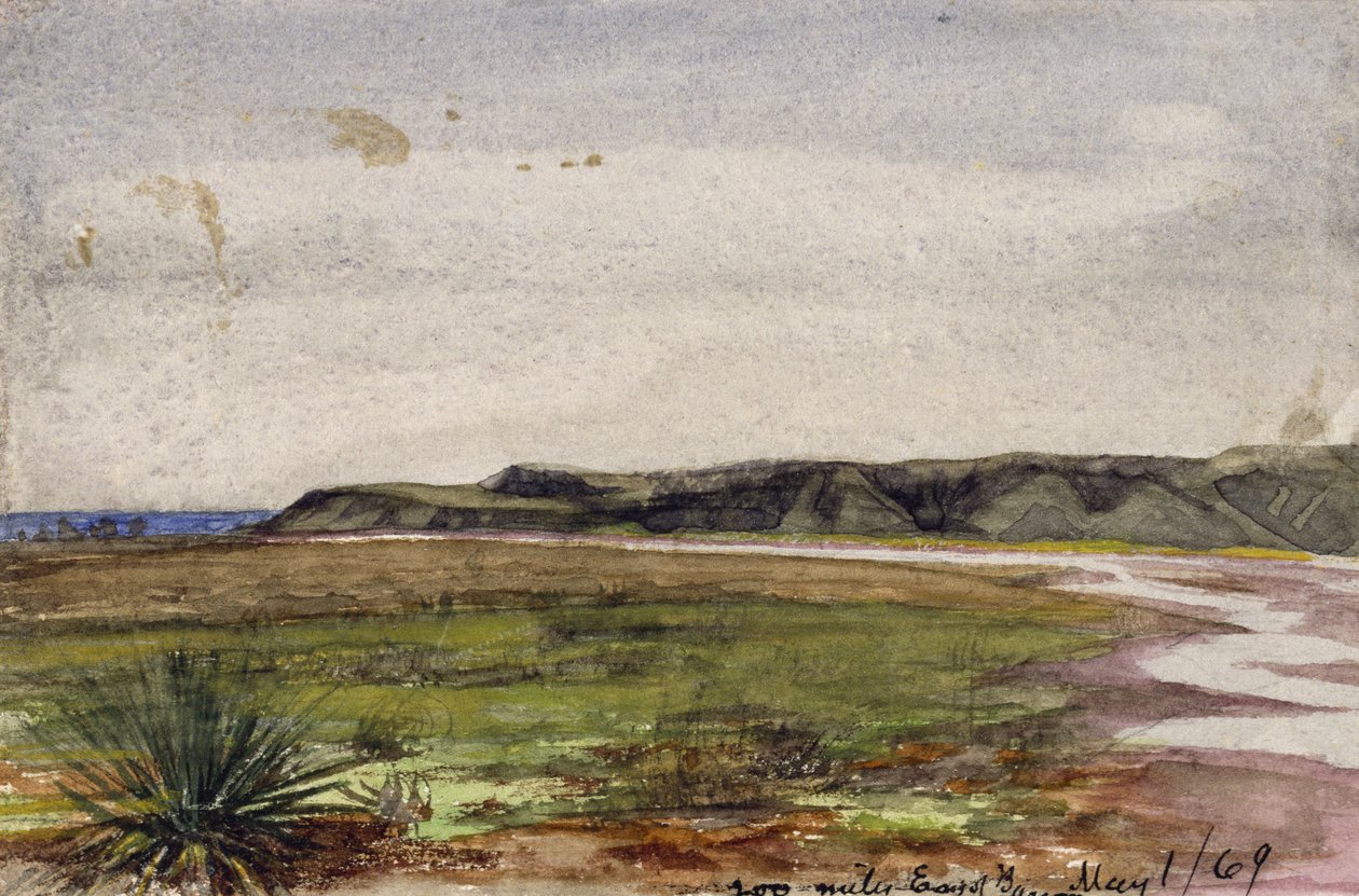 Kaksisataa mailia Bascomista itään, 1. toukokuuta 1869 (akvarelli paperille) tekijältä Vincent Colyer