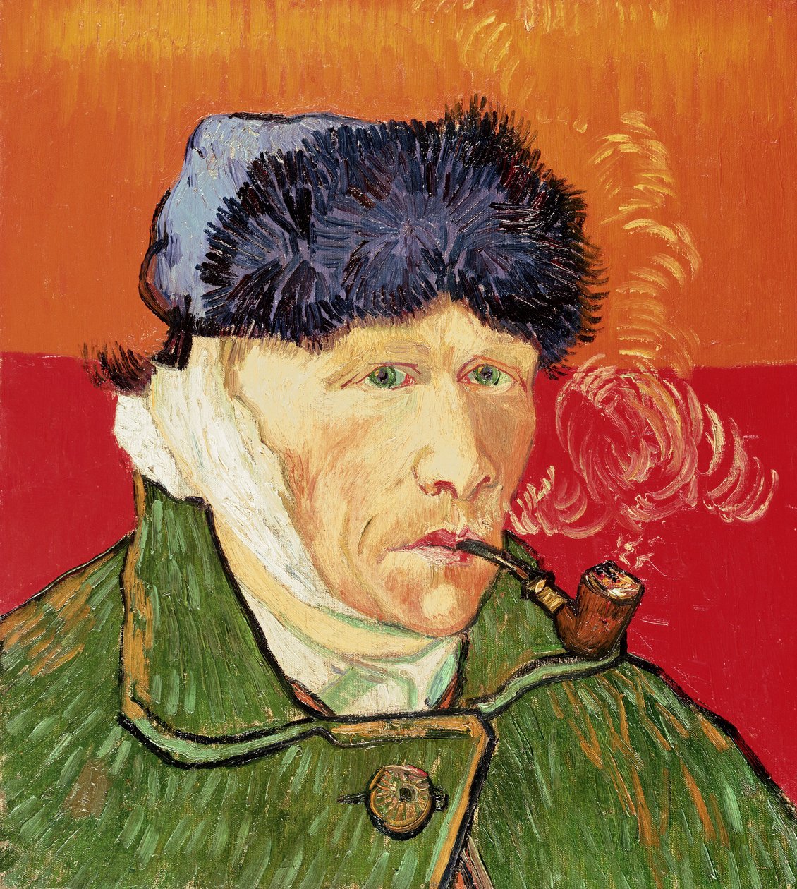 Omakuva sidottu korva ja piippu, 1889. tekijältä Vincent van Gogh