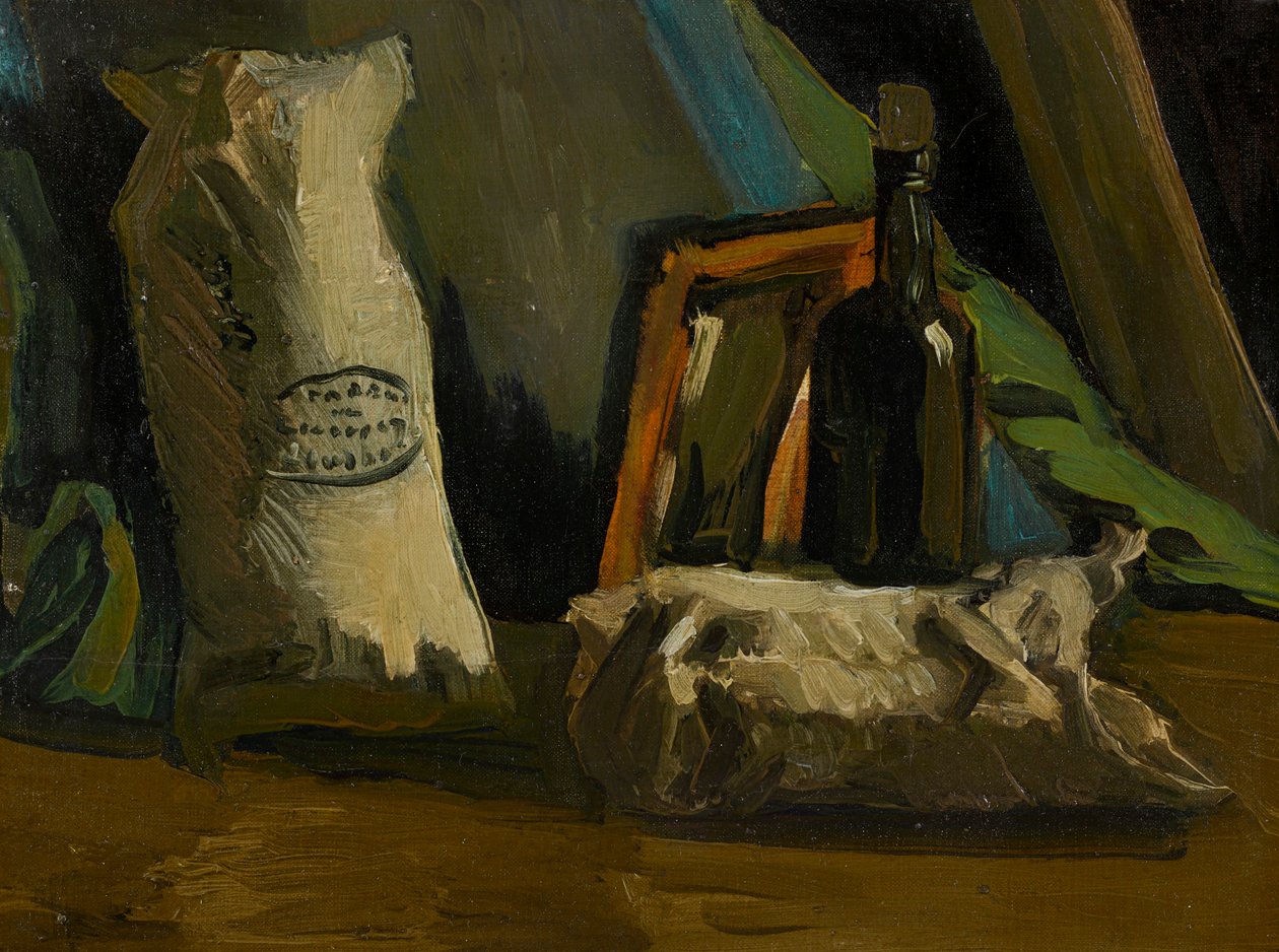Asetelma pullon ja kahden pussin kanssa, 1884. tekijältä Vincent van Gogh