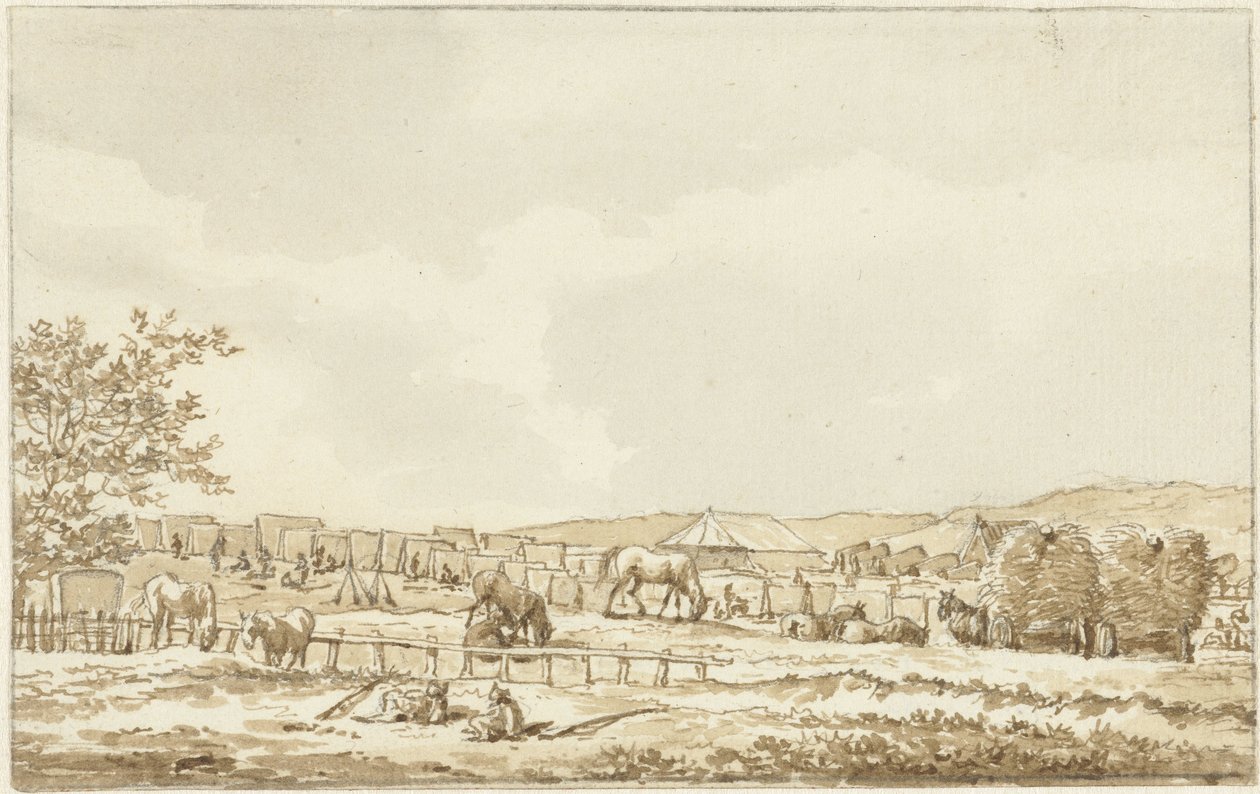 Armeijan leiri Droogbergillä Overveenissä, 19. syyskuuta 1787 tekijältä Vincent Jansz. van der Vinne