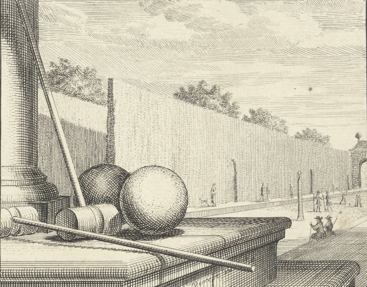 Krokettiominaisuudet ja krokettisoittimet taustalla, 1714. tekijältä Vincent Laurensz Vinne van der