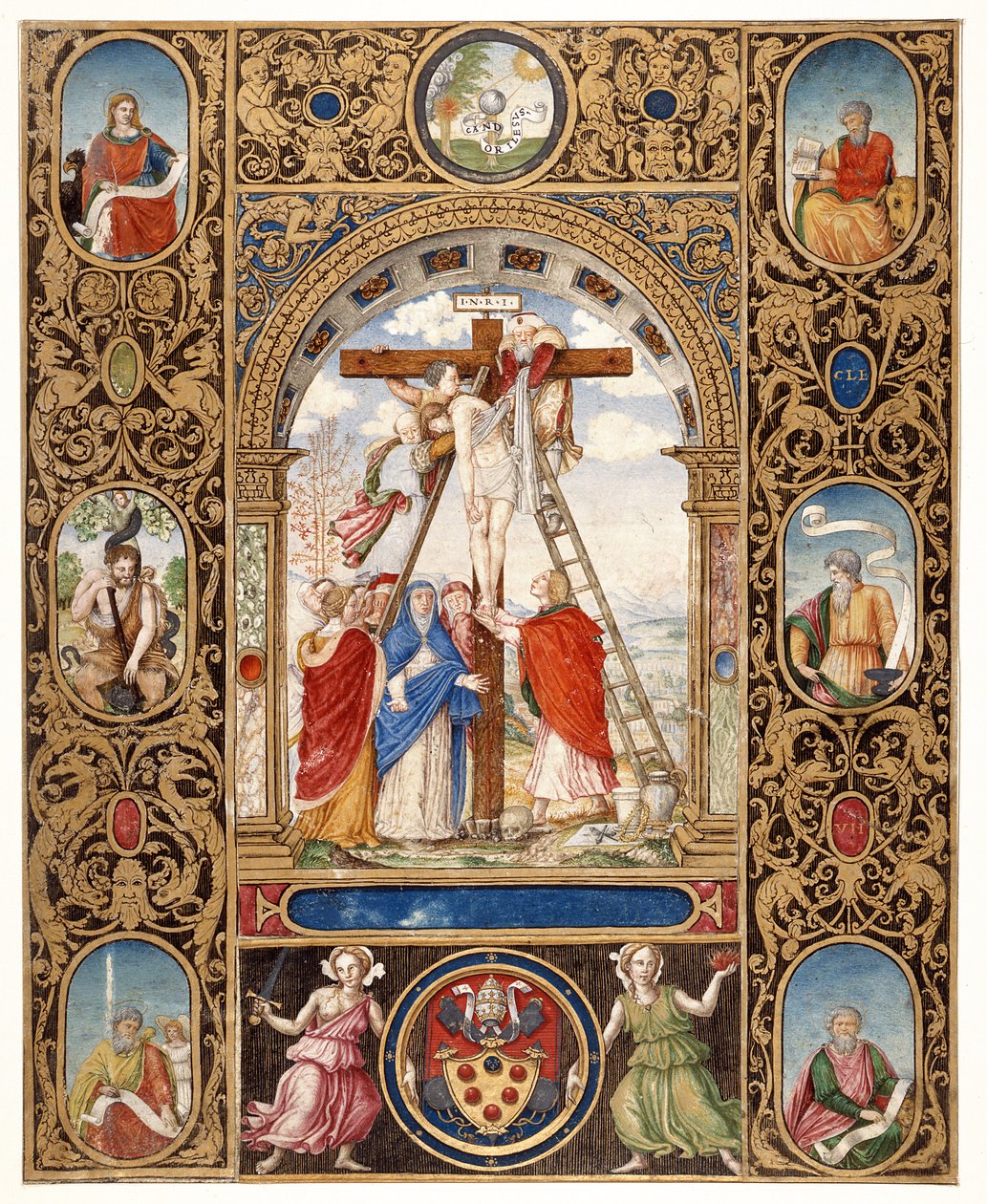 Marlay Cutting IT.34: Laskeuma ristiltä ja rajafragmentit paavi Klemens VII:n messukirjasta, vuoden 1523 jälkeen (pergamentti) tekijältä Vincent Raymond