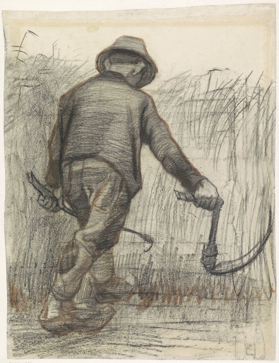 Maissileikkuri hatulla, takaa katsottuna tekijältä Vincent van Gogh (signed by artist)