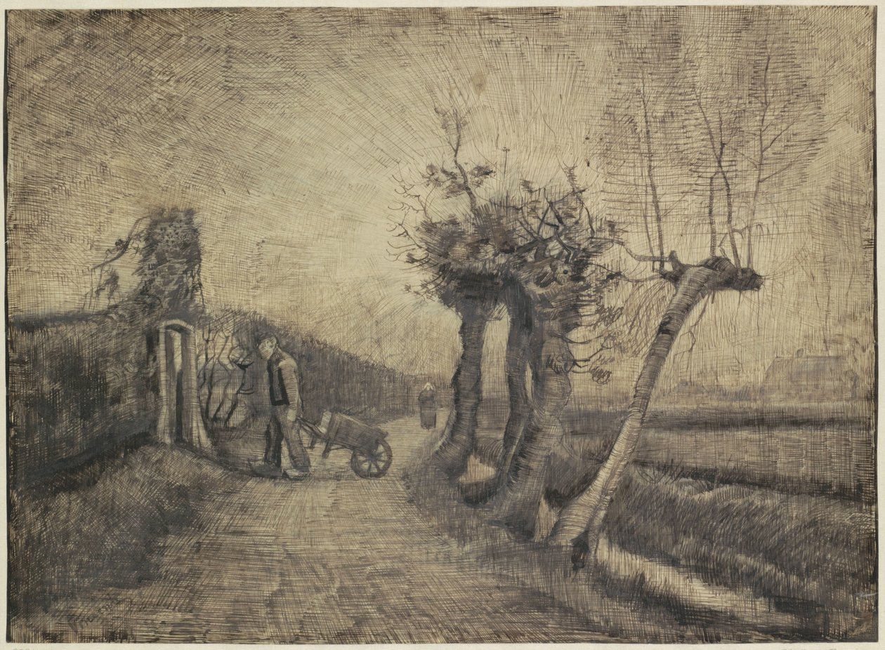 Pappilan puutarhan takana oleva tie Nuenenissa tekijältä Vincent van Gogh (signed by artist)