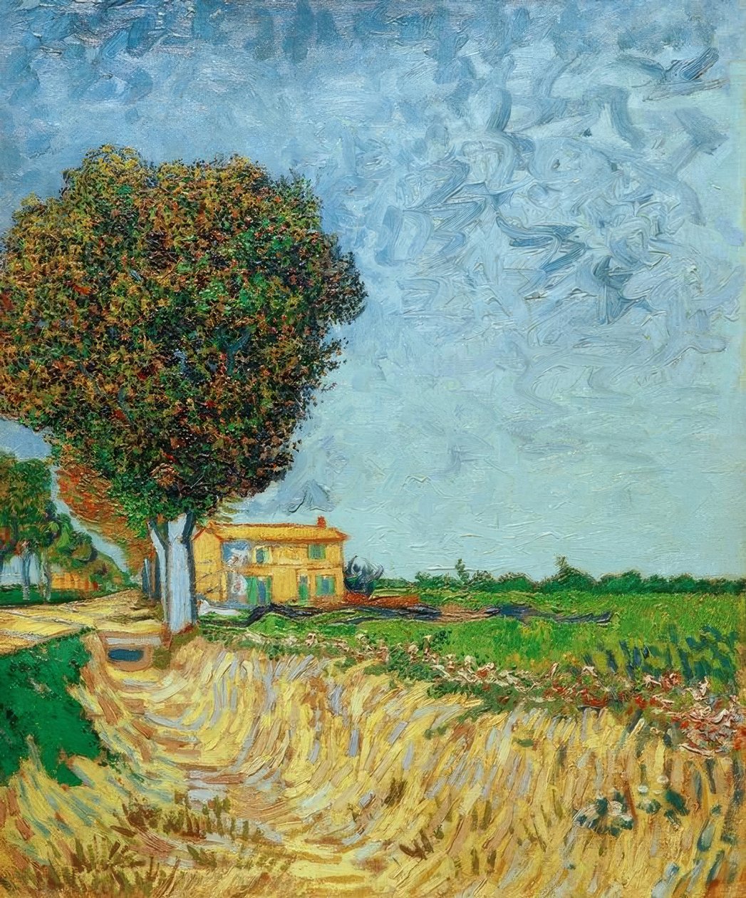 Allee bei Arles mit Häusern tekijältä Vincent van Gogh