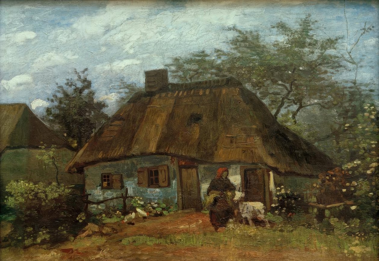 Bauernhaus und Frau mit Ziege tekijältä Vincent van Gogh
