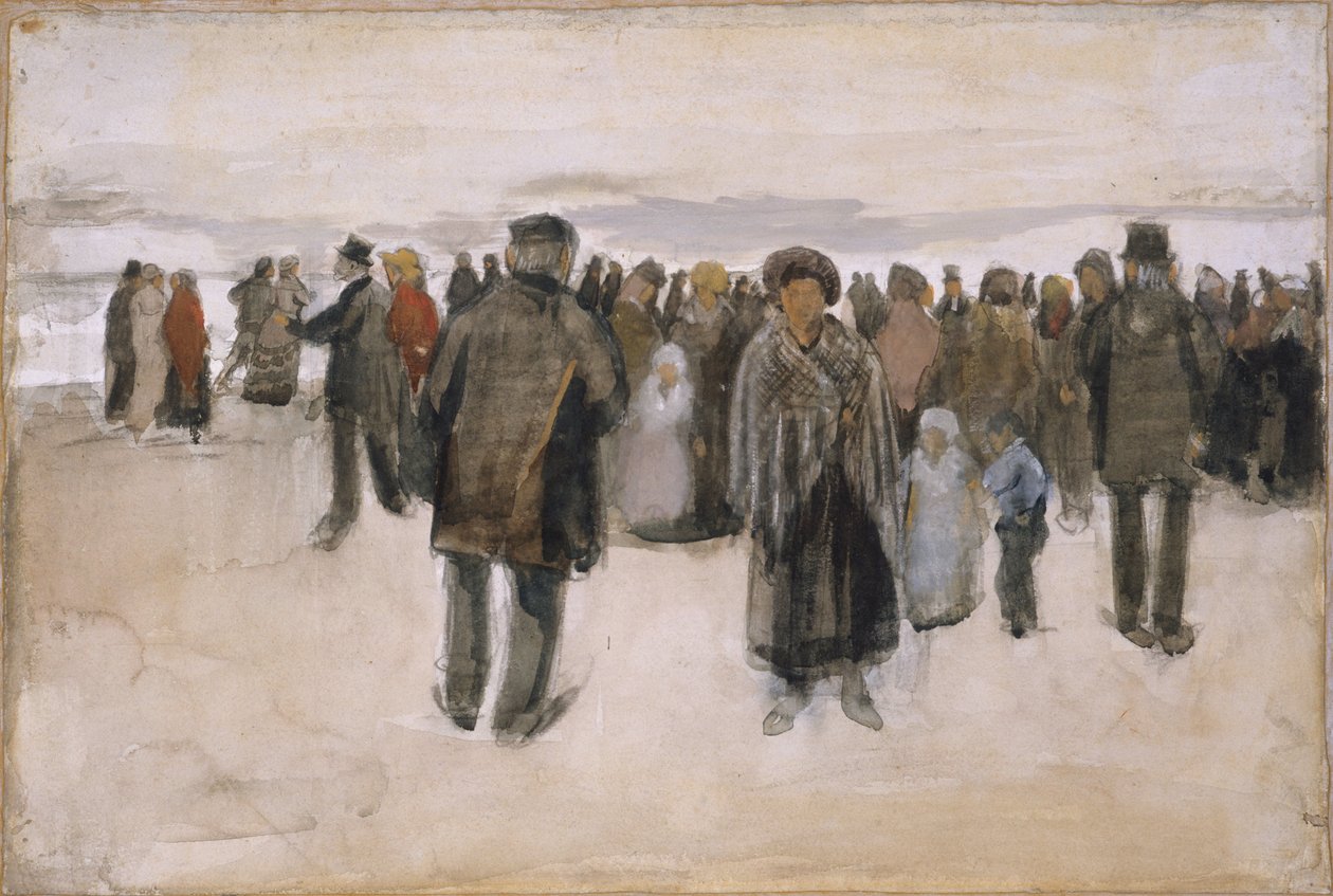 Scheveningenin ranta / Rannalla käveleviä ihmisiä tekijältä Vincent van Gogh