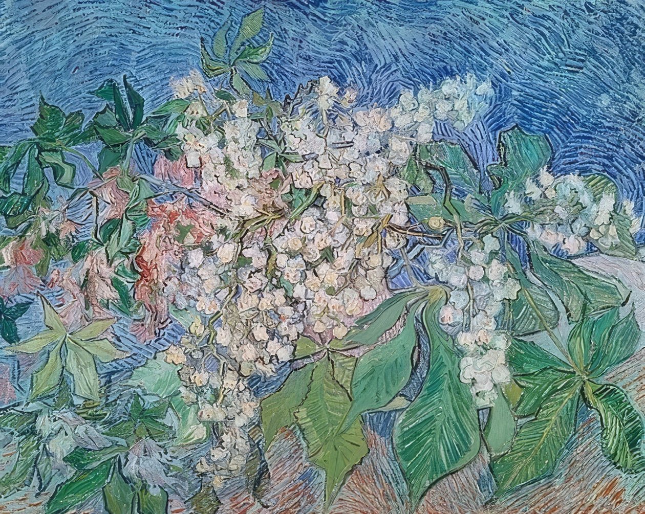 Kukkivat kastanjan oksat. 1890 tekijältä Vincent van Gogh
