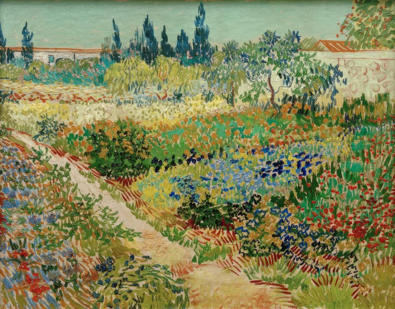 Blühender Garten mit Pfad tekijältä Vincent van Gogh