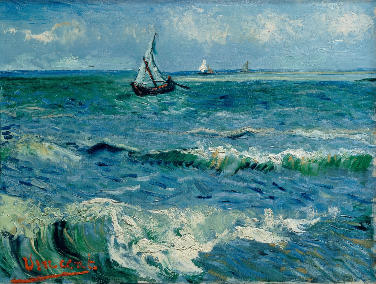 Boote auf See, Les Saintes-Maries-de– la-Mer tekijältä Vincent van Gogh