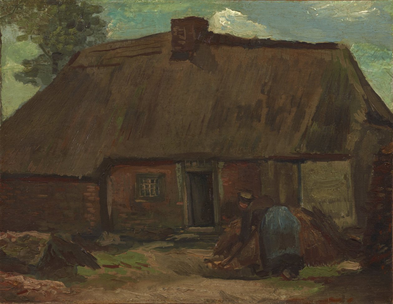 Mökki ja kaivava talonpoikaisnainen tekijältä Vincent van Gogh