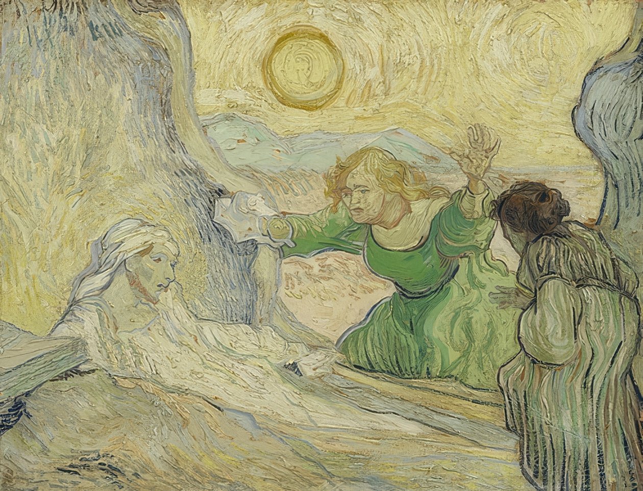 Lasaruksen herääminen (Rembrandtin mukaan). Saint-Rémy-de-Provence, toukokuu 1890 tekijältä Vincent van Gogh