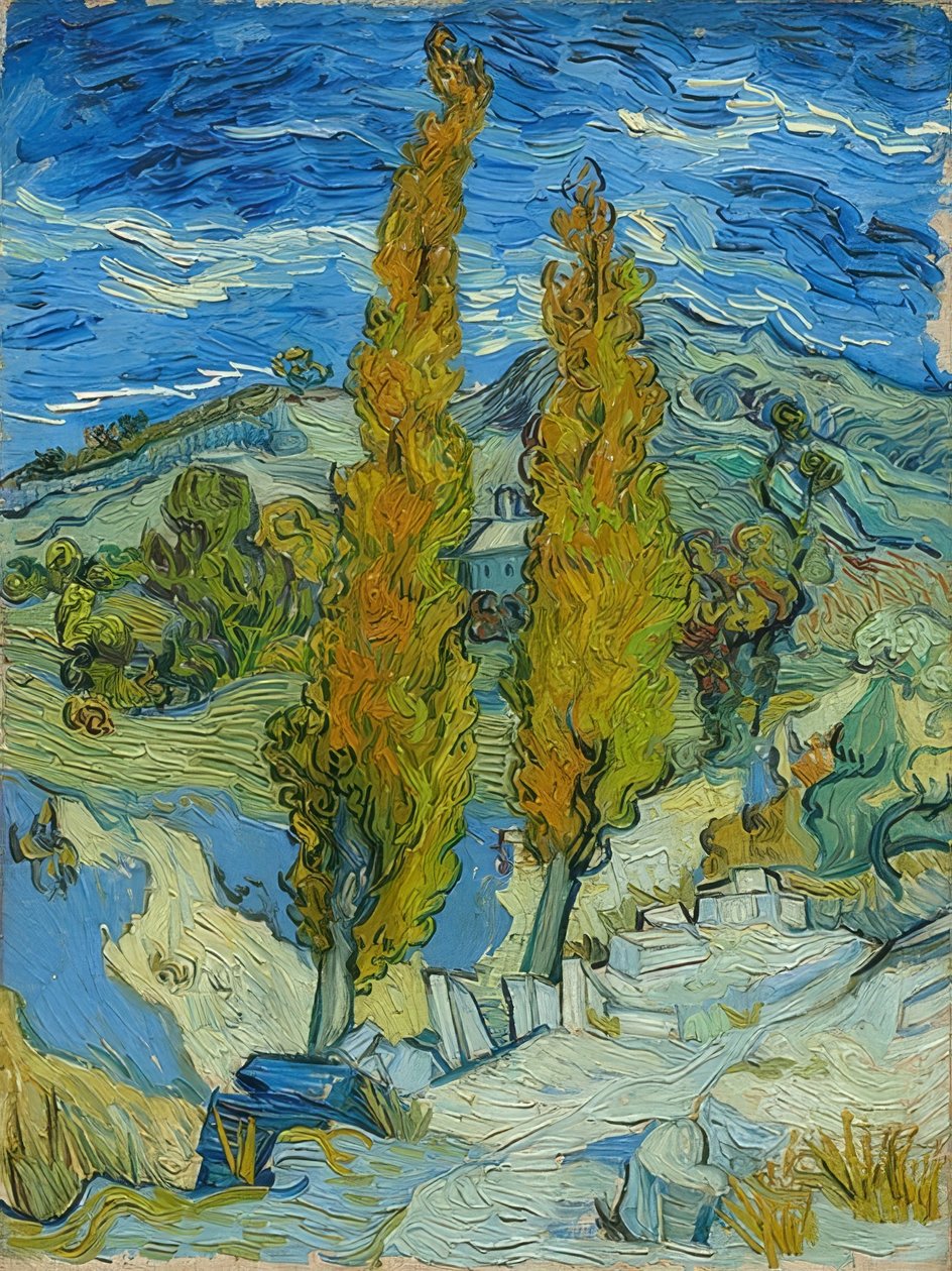 Poppelit Saint-Rémyssä. 1889 tekijältä Vincent van Gogh