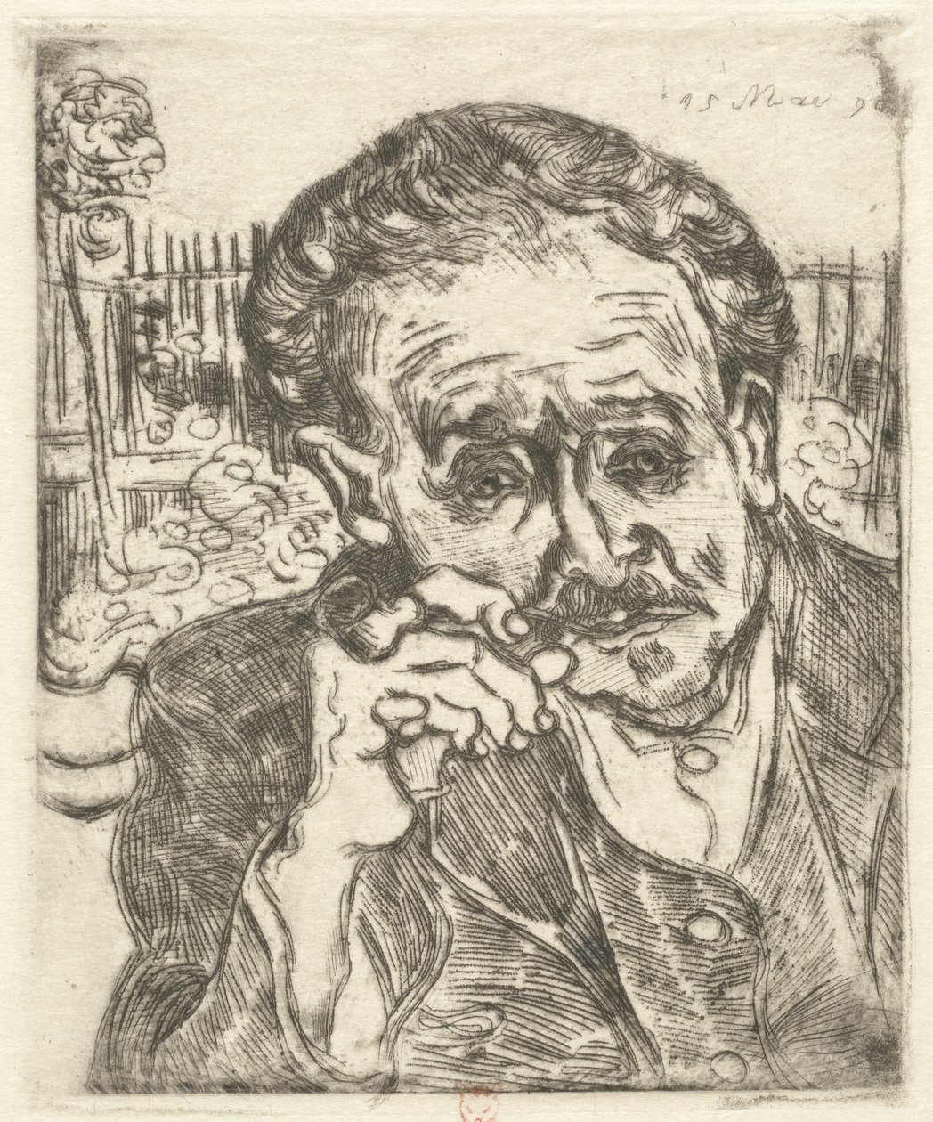 Tohtori Gachet Mies putken kanssa, 1890. tekijältä Vincent van Gogh