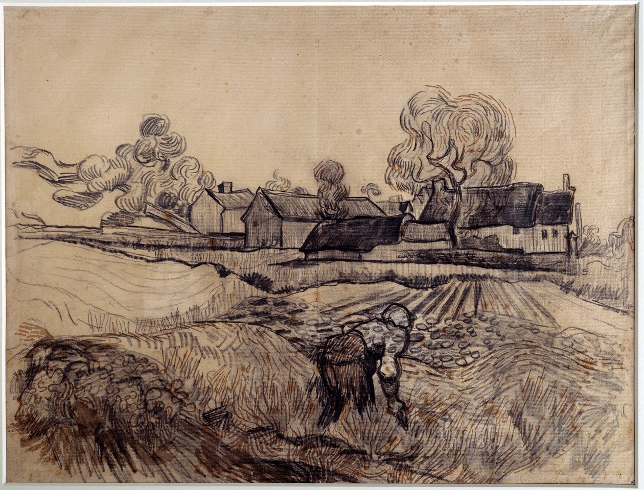 Isä Elpoin maatilan piirustus Vincent Van Gogh (1853-1890) (Ec. Hol) 1890 Dim. 0,48 x 0,61 m Pariisi. Orsay-museo tekijältä Vincent van Gogh