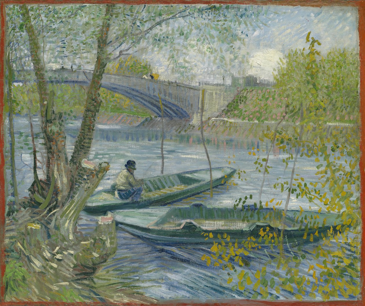 Kalastus keväällä, Pont de Clichy Asnières, 1887. tekijältä Vincent van Gogh
