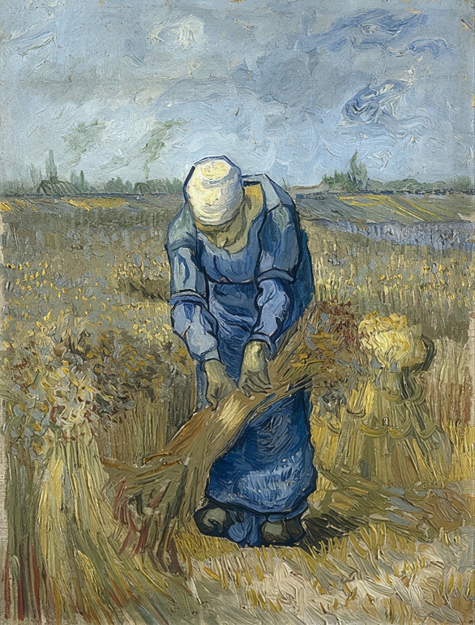 Nippua sitova talonpoikanainen (Missin mukaan). 1889 tekijältä Vincent van Gogh