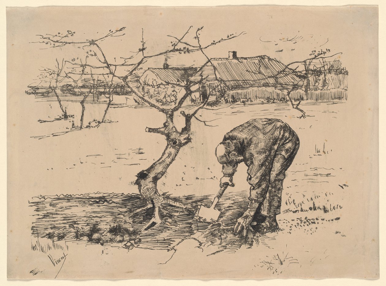 Puutarhuri omenapuun luona tekijältä Vincent van Gogh