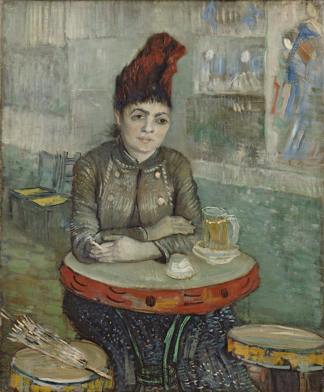 Kahvilassa. Agostina Segatori Le tambourinissa, 1887-1888 tekijältä Vincent van Gogh