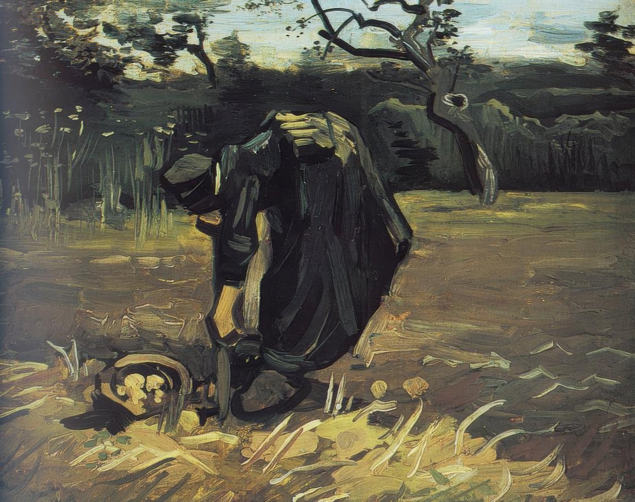 Kartoffelgrabende Bäuerin tekijältä Vincent van Gogh