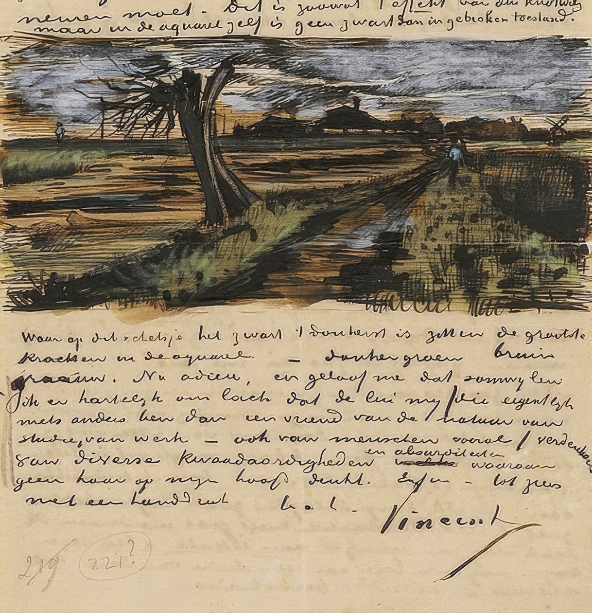 Kopfweide, Kirje Theo van Goghille. 1882 tekijältä Vincent van Gogh