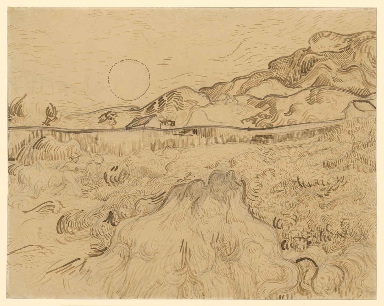 Viljapelto, leikkuumies (Le fauchair) tekijältä Vincent van Gogh