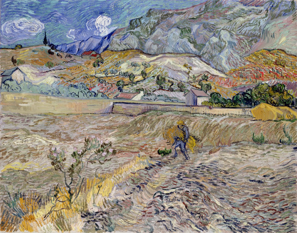 Maisema Saint-Remyssä (The Plouged Field) (öljy kankaalle) tekijältä Vincent van Gogh