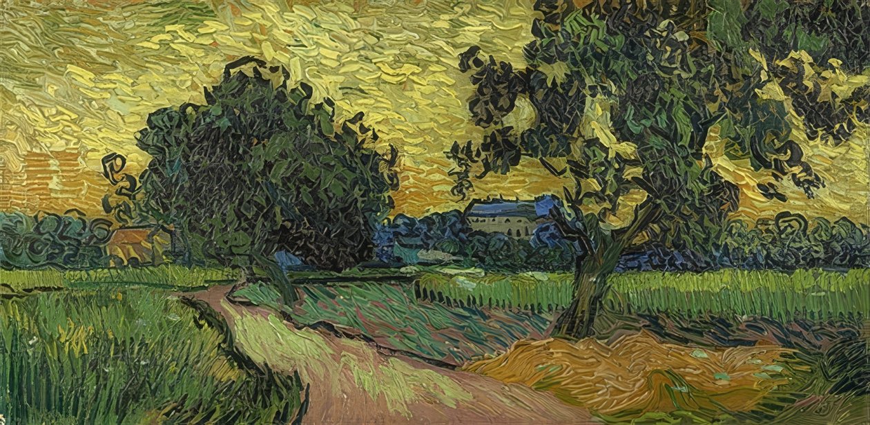 Maisema hämärässä. 1890 tekijältä Vincent van Gogh