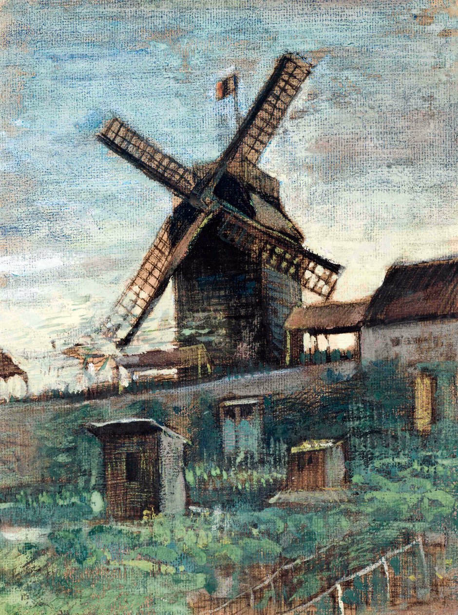 Le Moulin de Blute fin (yksi Moulin de la Galetten kahdesta myllystä), kirjoittanut Gogh, Vincent, van (1853-1890) tekijältä Vincent van Gogh
