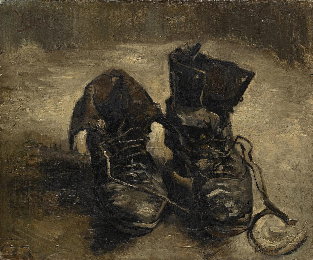 ""Mustat saappaat"" tai ""Vanhat kengät"" Vincent van Goghin (1853-1890) maalaus. 1886. Vincent Van Gogh -museo. Amsterdam. tekijältä Vincent van Gogh