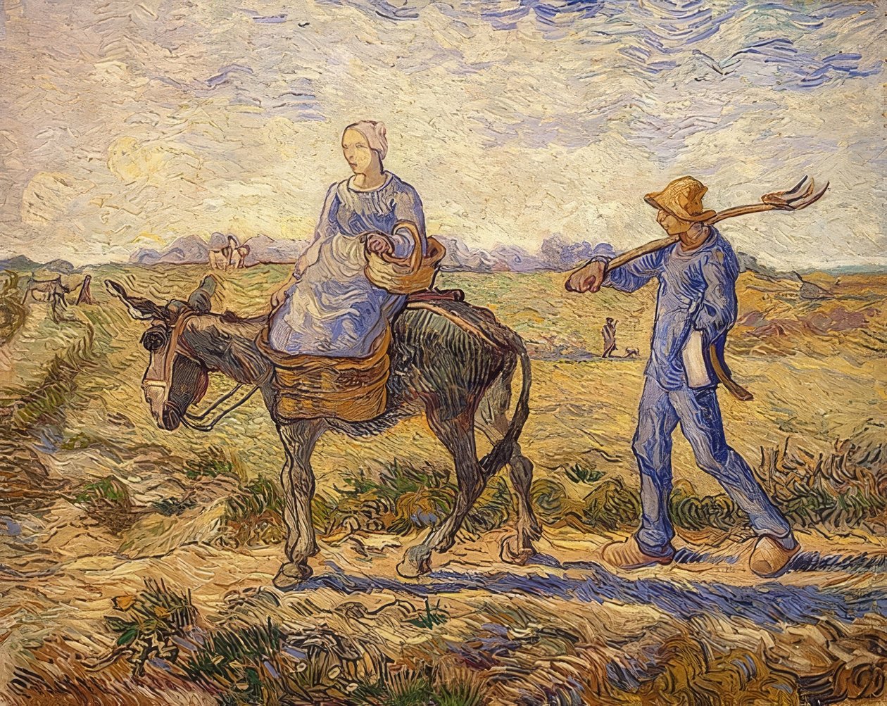 Aamu. Matkalla töihin. 1890 tekijältä Vincent van Gogh
