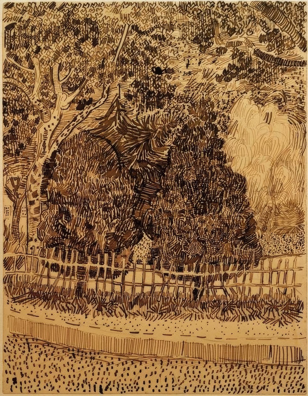 Park mit Zaun tekijältä Vincent van Gogh