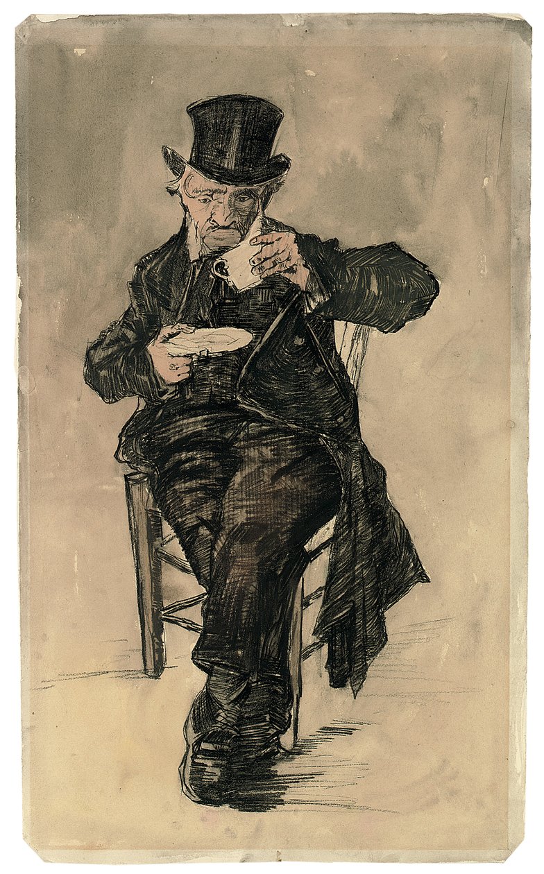 Köyhätalon asukas silppurissa juomassa kupin kahvia, 1882 tekijältä Vincent van Gogh