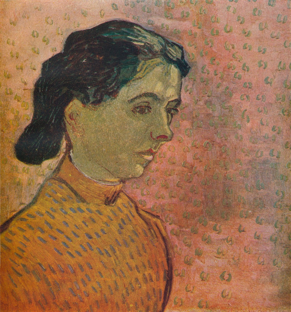 Nuoren tytön muotokuva vaaleanpunaisella taustalla, 1888 tekijältä Vincent van Gogh