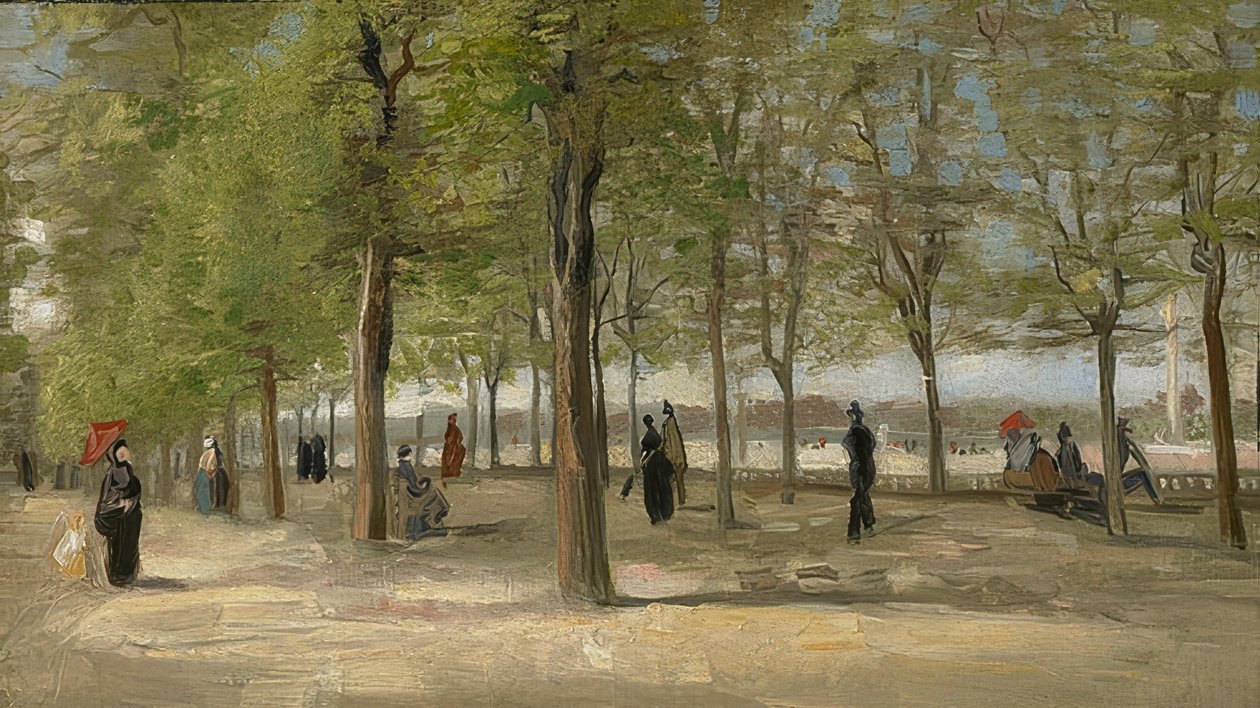 Promenade Jardin du Luxembourgissa. 1886 tekijältä Vincent van Gogh