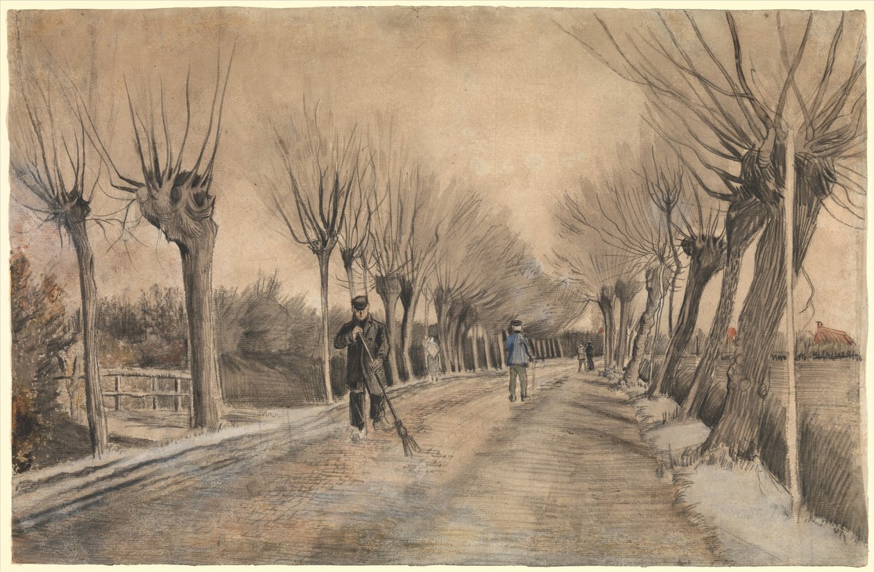 Tie Ettenissä, 1881 (liitu, lyijykynä, pastelli, wc, kynä ja ruskea muste) tekijältä Vincent van Gogh