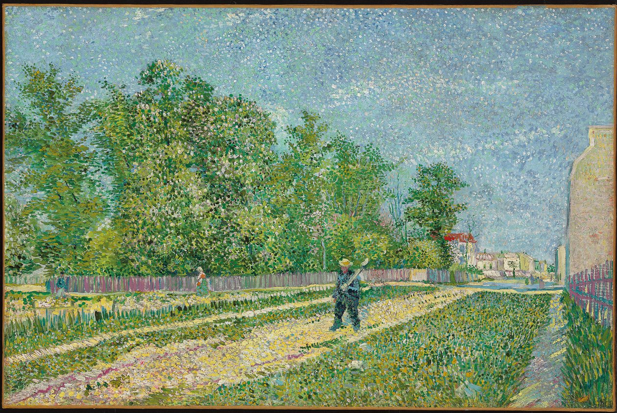 Tie Pariisin laidalla, maanviljelijä kantoi lapio olkapäällään, 1887 tekijältä Vincent van Gogh