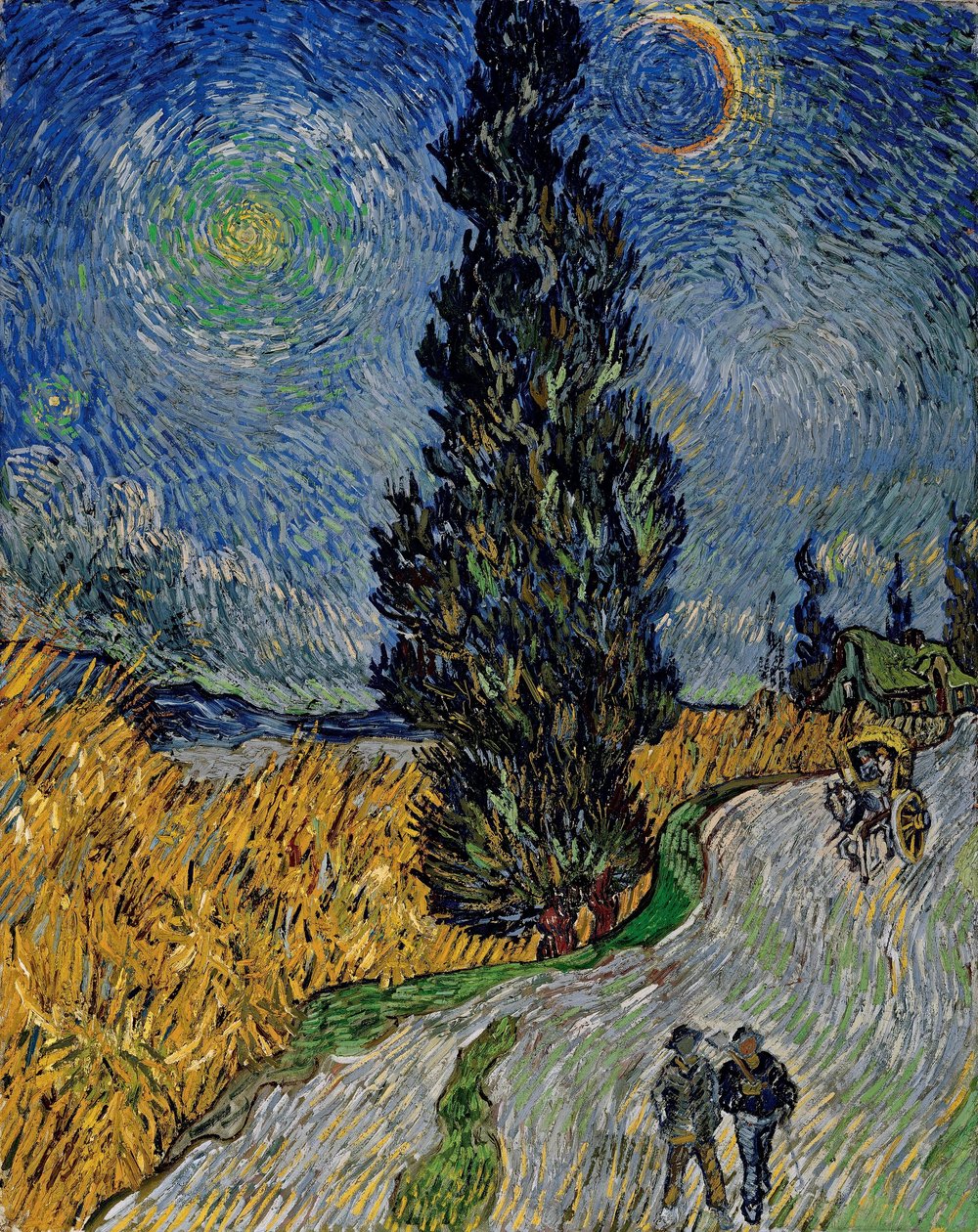 Tie, jolla on sypressi ja tähti tekijältä Vincent van Gogh