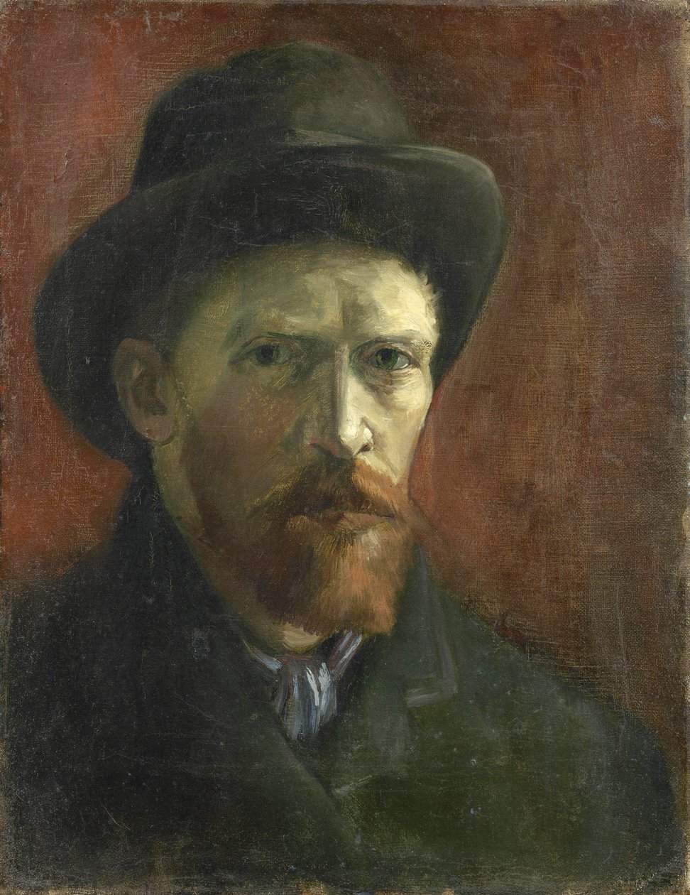 Omakuva huopahatulla par Gogh, Vincent, pakettiauto (1853-1890). Öljy kankaalle, koko: 41,5x32,5 tekijältä Vincent van Gogh