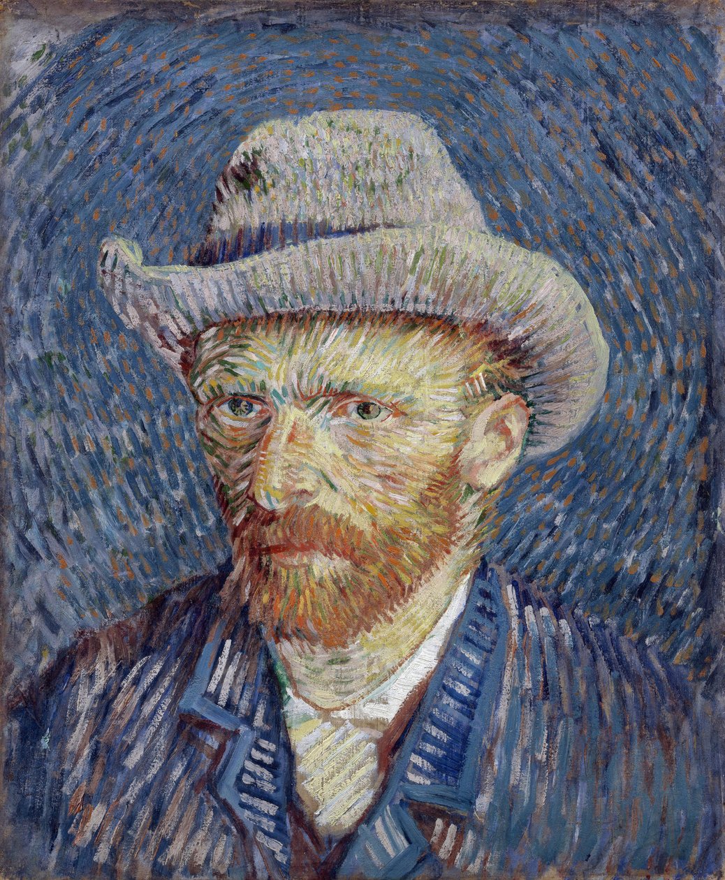 Omakuva harmaalla huopahatulla par Gogh, Vincent, pakettiauto (1853-1890). Öljy kankaalle, koko: 44,5x37,2 tekijältä Vincent van Gogh