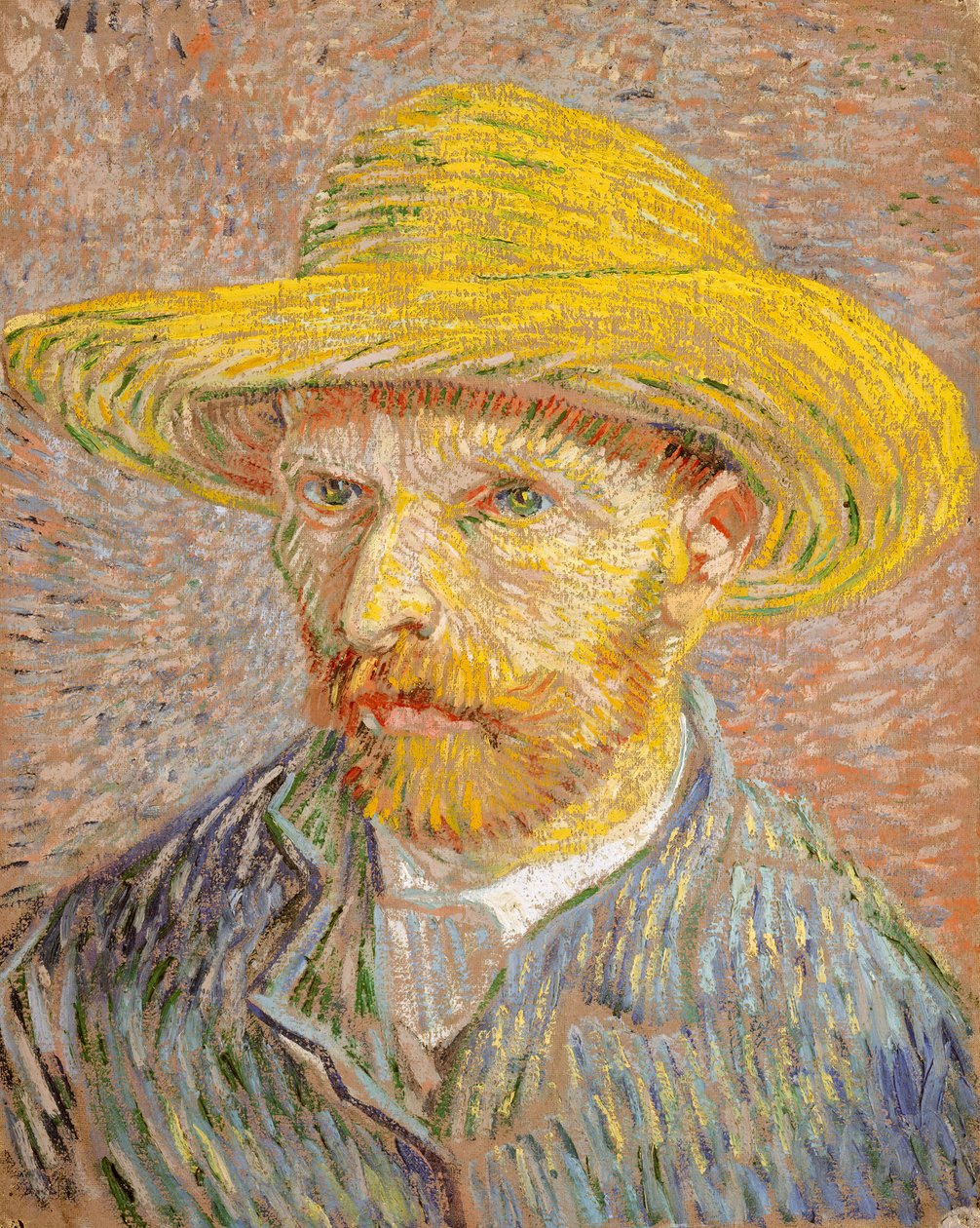 Omakuva olkihatulla: Perunankuorija, 1887. tekijältä Vincent van Gogh