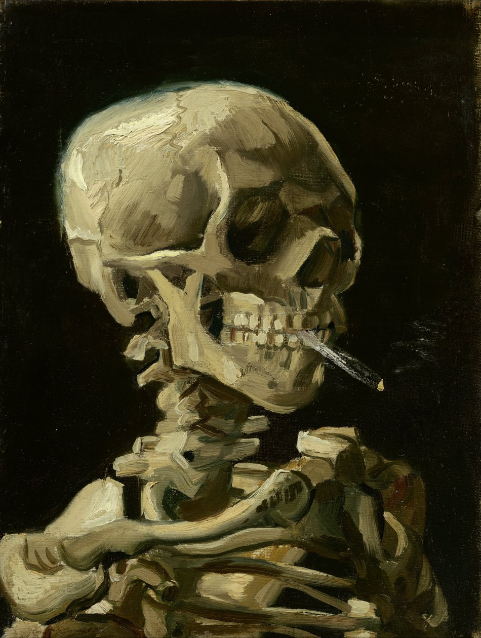 Luurankon pääkallo palavalla savukkeella, n. 1886 (öljy kankaalle) tekijältä Vincent van Gogh