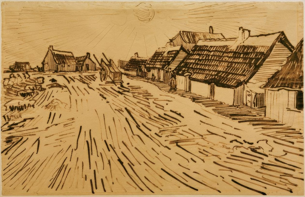 Sonnenbeschienene Häuser paikassa Les Saintes-Maries-de-la-Mer tekijältä Vincent van Gogh