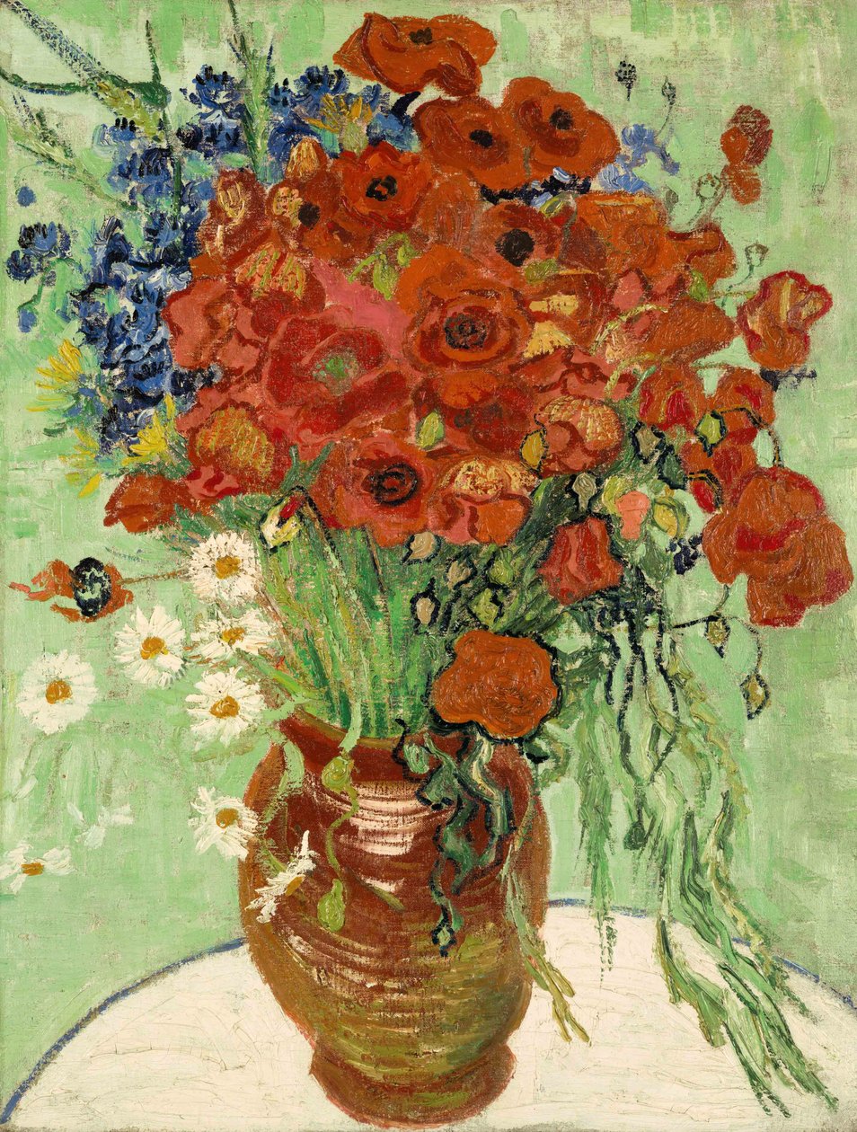 Asetelma, maljakko päivänkakkaralla ja unikon kanssa, 1890 tekijältä Vincent van Gogh